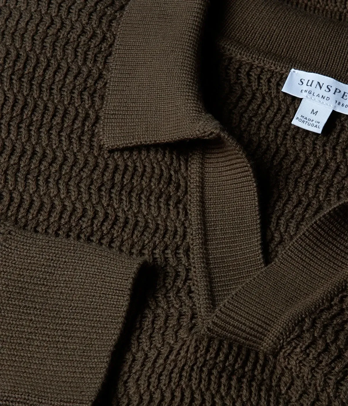 Textured Cotton Polo in Khaki
