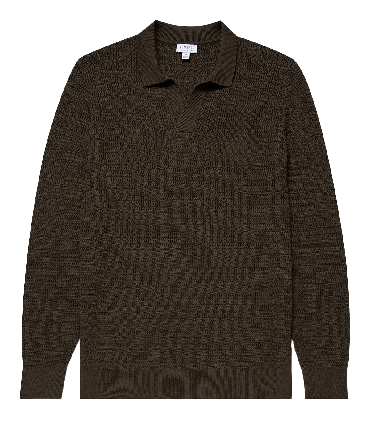Textured Cotton Polo in Khaki