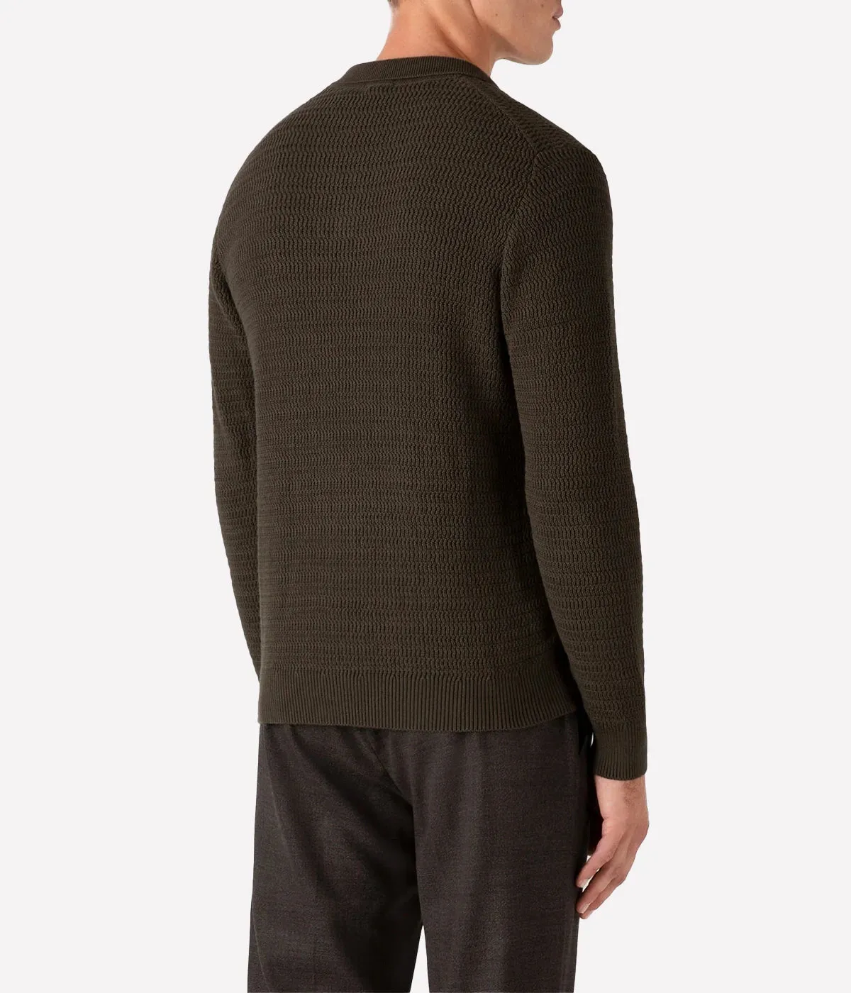 Textured Cotton Polo in Khaki