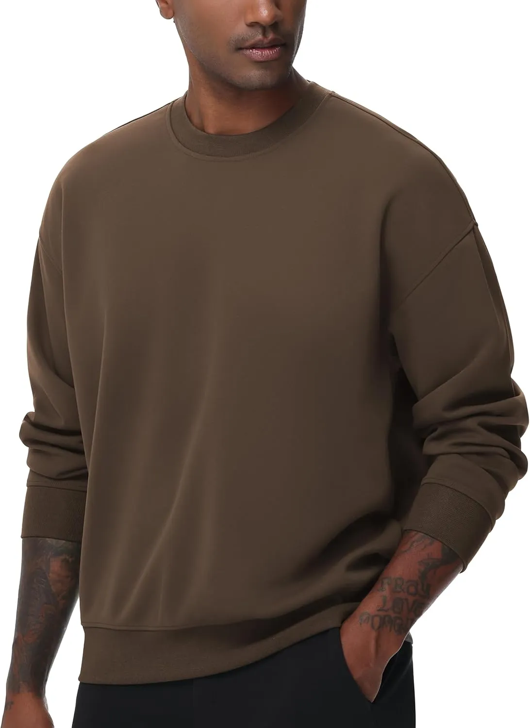 THE GYM PEOPLE Men's Crewneck Loose fit Sweatshirt Lightweight Soft Basic Pullover Tops