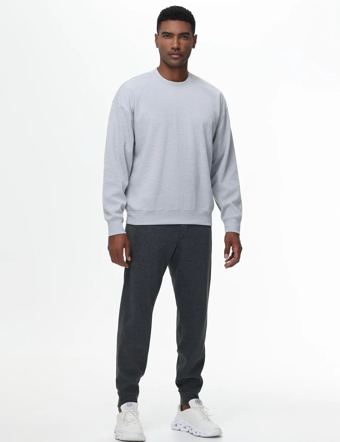 THE GYM PEOPLE Men's Crewneck Loose fit Sweatshirt Lightweight Soft Basic Pullover Tops