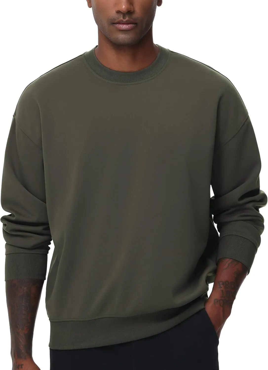 THE GYM PEOPLE Men's Crewneck Loose fit Sweatshirt Lightweight Soft Basic Pullover Tops