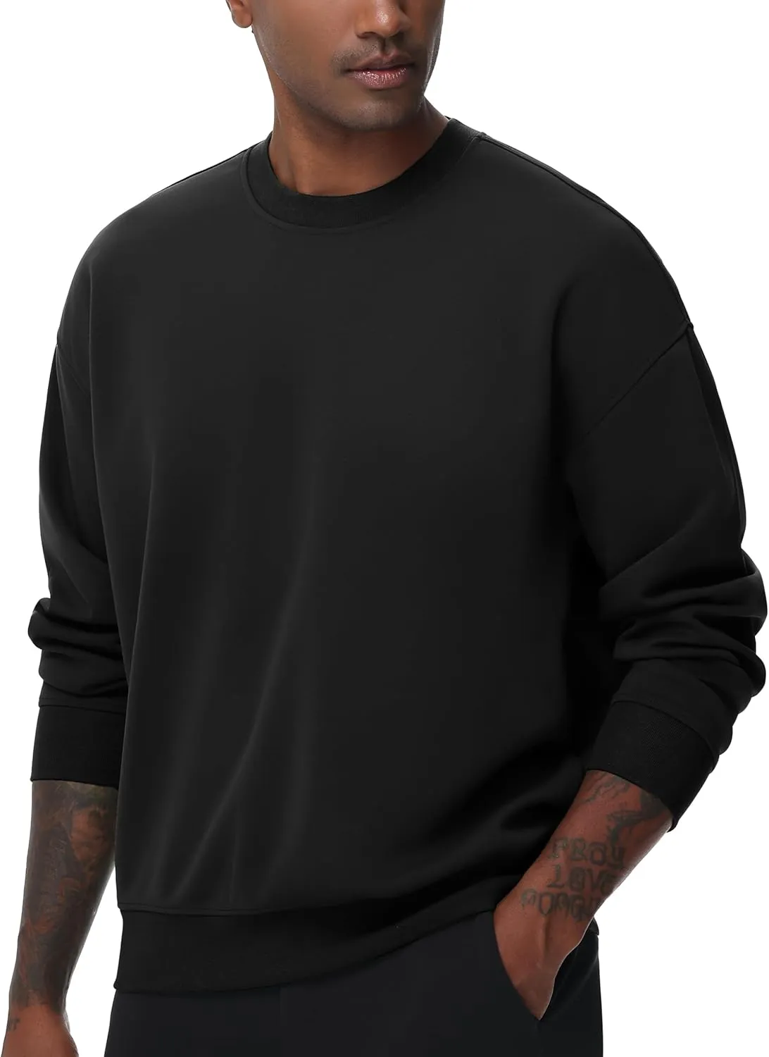THE GYM PEOPLE Men's Crewneck Loose fit Sweatshirt Lightweight Soft Basic Pullover Tops