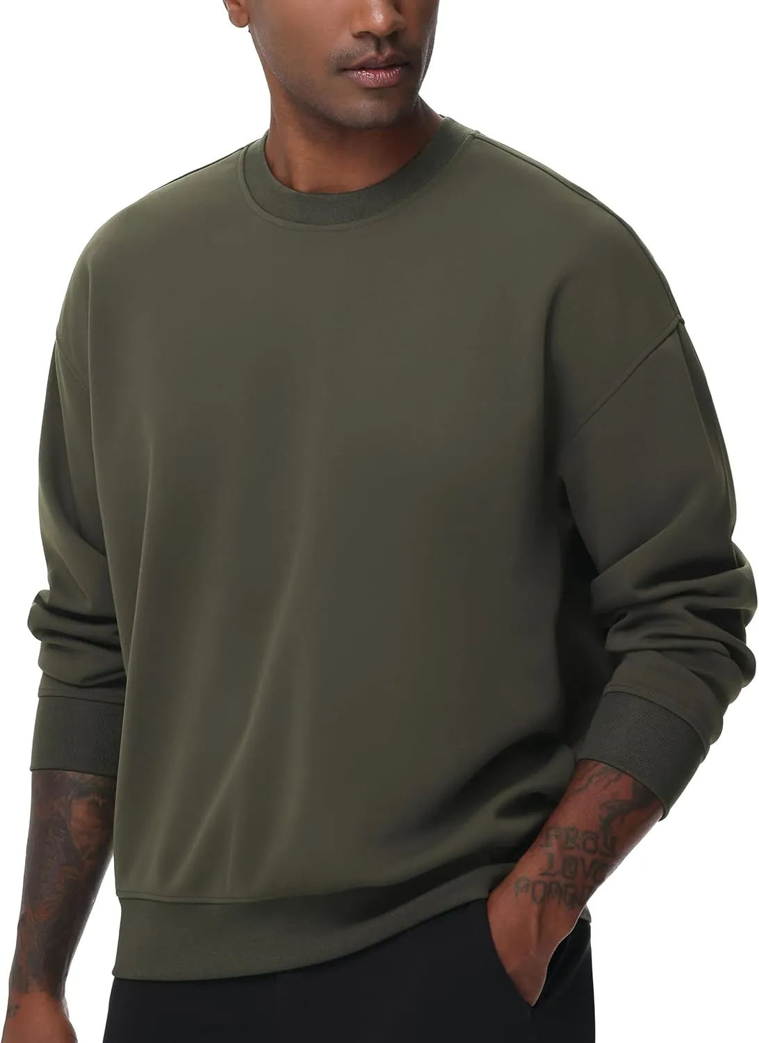 THE GYM PEOPLE Men's Crewneck Loose fit Sweatshirt Lightweight Soft Basic Pullover Tops