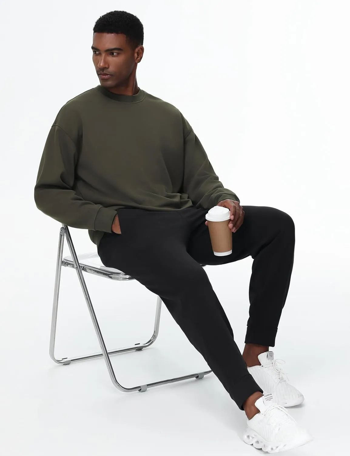 THE GYM PEOPLE Men's Crewneck Loose fit Sweatshirt Lightweight Soft Basic Pullover Tops