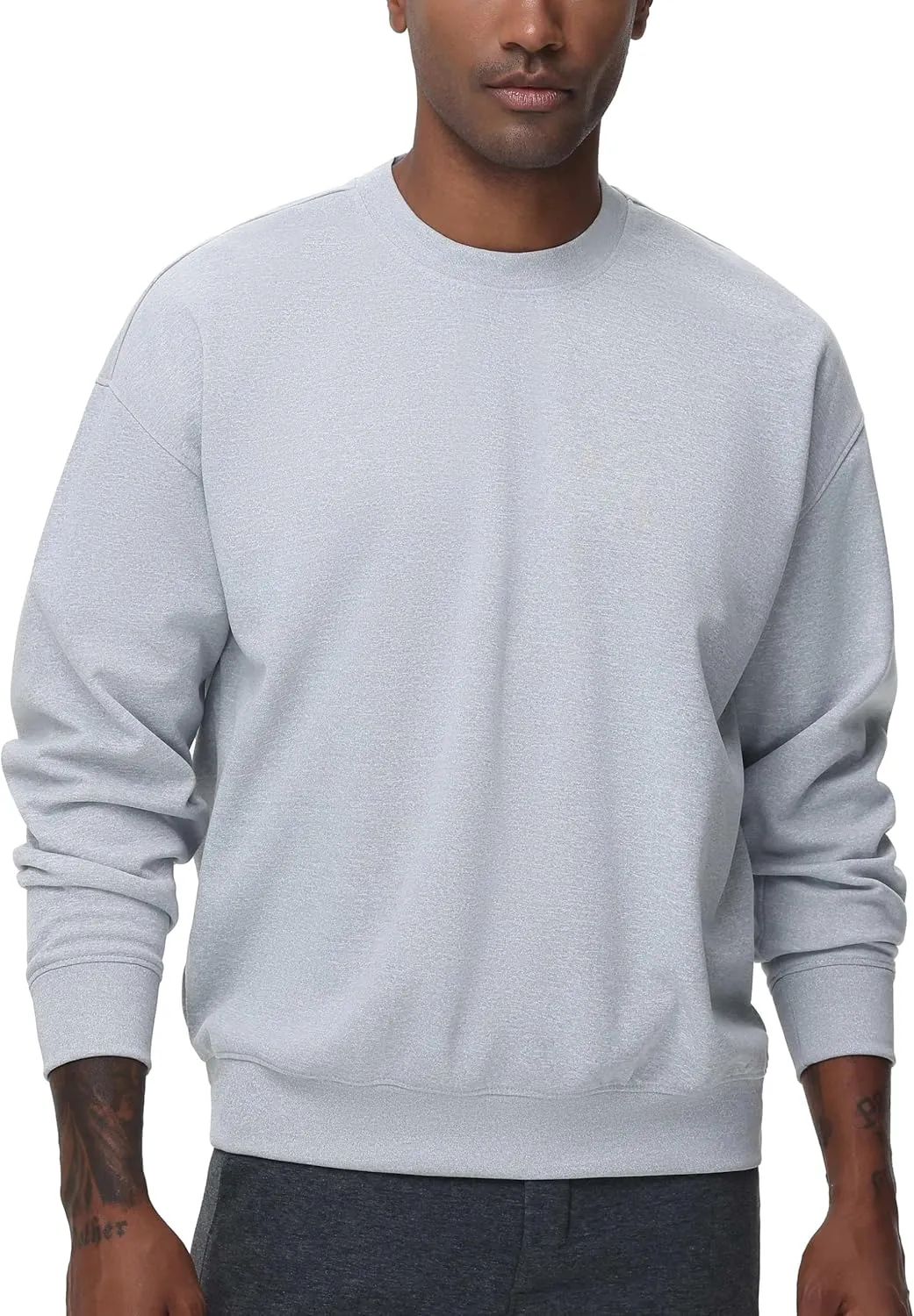 THE GYM PEOPLE Men's Crewneck Loose fit Sweatshirt Lightweight Soft Basic Pullover Tops