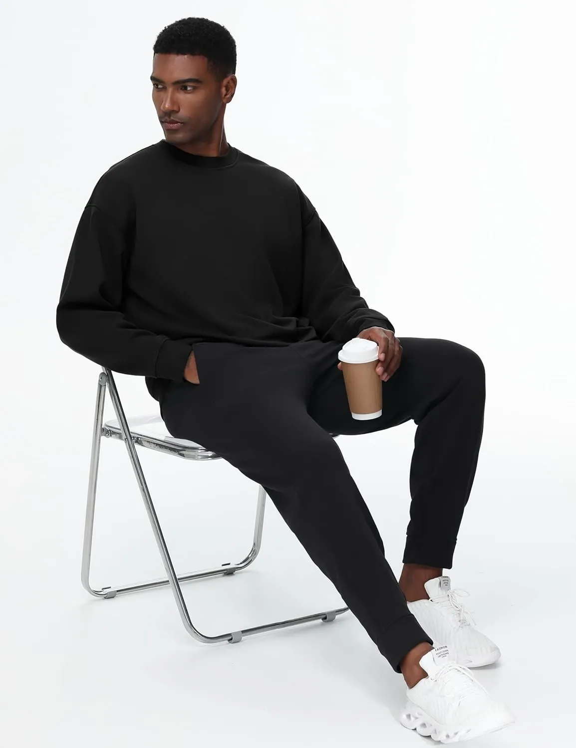 THE GYM PEOPLE Men's Crewneck Loose fit Sweatshirt Lightweight Soft Basic Pullover Tops