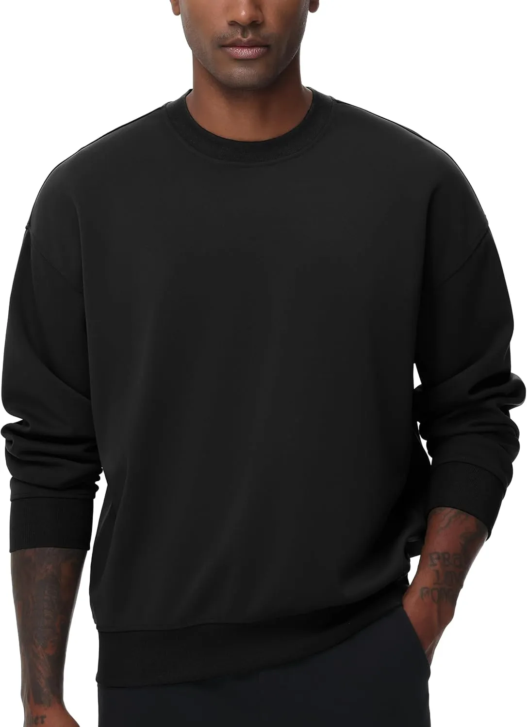THE GYM PEOPLE Men's Crewneck Loose fit Sweatshirt Lightweight Soft Basic Pullover Tops