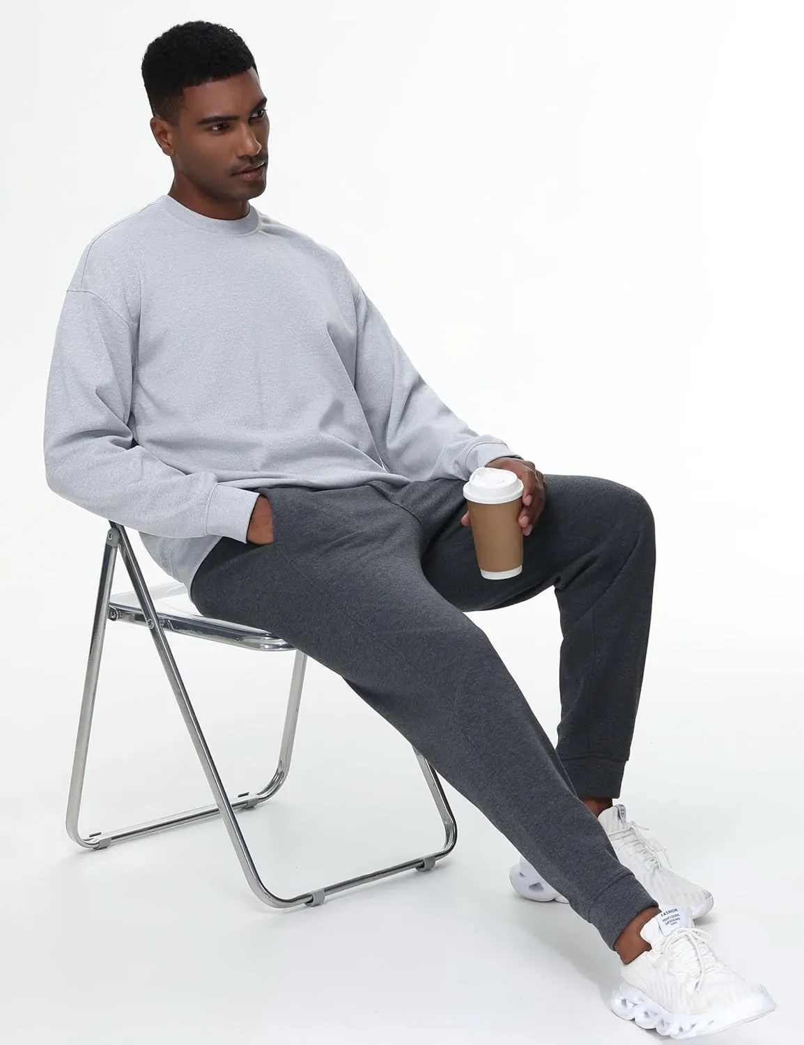 THE GYM PEOPLE Men's Crewneck Loose fit Sweatshirt Lightweight Soft Basic Pullover Tops