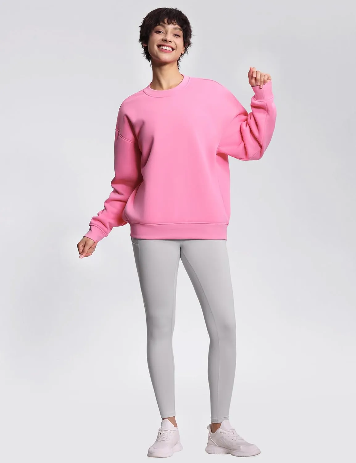 THE GYM PEOPLE Women's Soft Oversized Sweatshirt Crewneck Loose fit Lightweight Pullover Tops