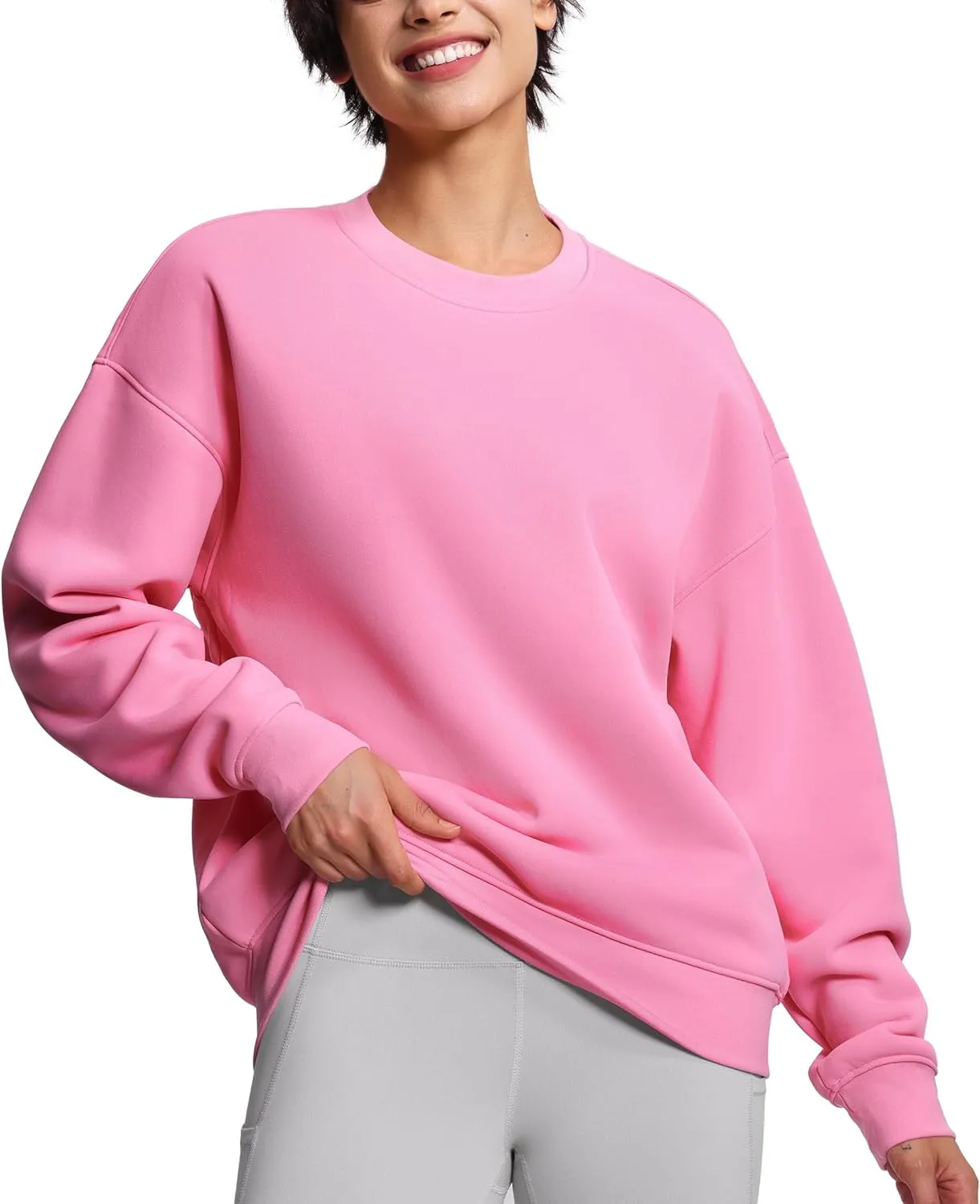 THE GYM PEOPLE Women's Soft Oversized Sweatshirt Crewneck Loose fit Lightweight Pullover Tops