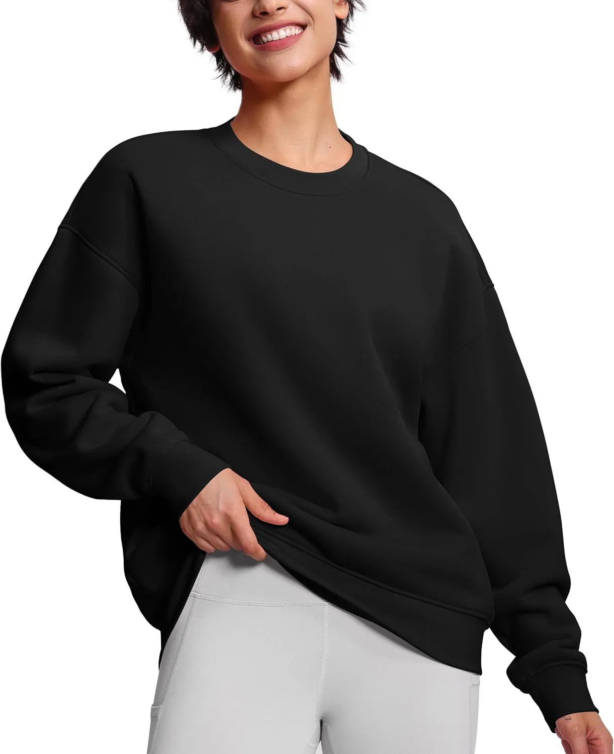 THE GYM PEOPLE Women's Soft Oversized Sweatshirt Crewneck Loose fit Lightweight Pullover Tops