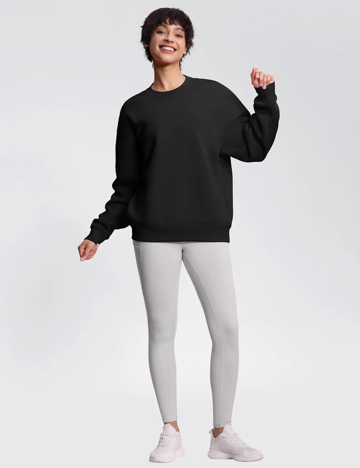 THE GYM PEOPLE Women's Soft Oversized Sweatshirt Crewneck Loose fit Lightweight Pullover Tops