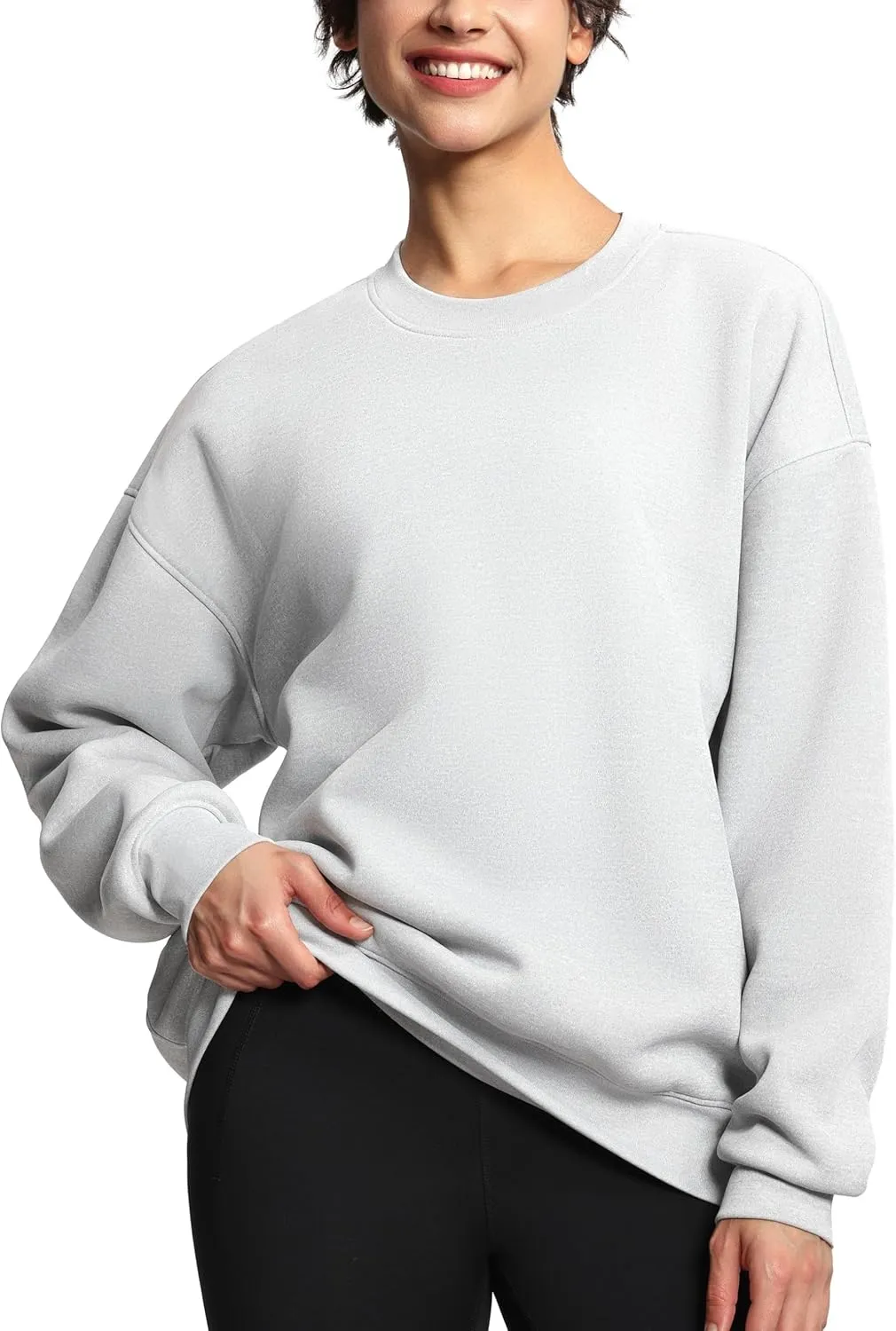THE GYM PEOPLE Women's Soft Oversized Sweatshirt Crewneck Loose fit Lightweight Pullover Tops