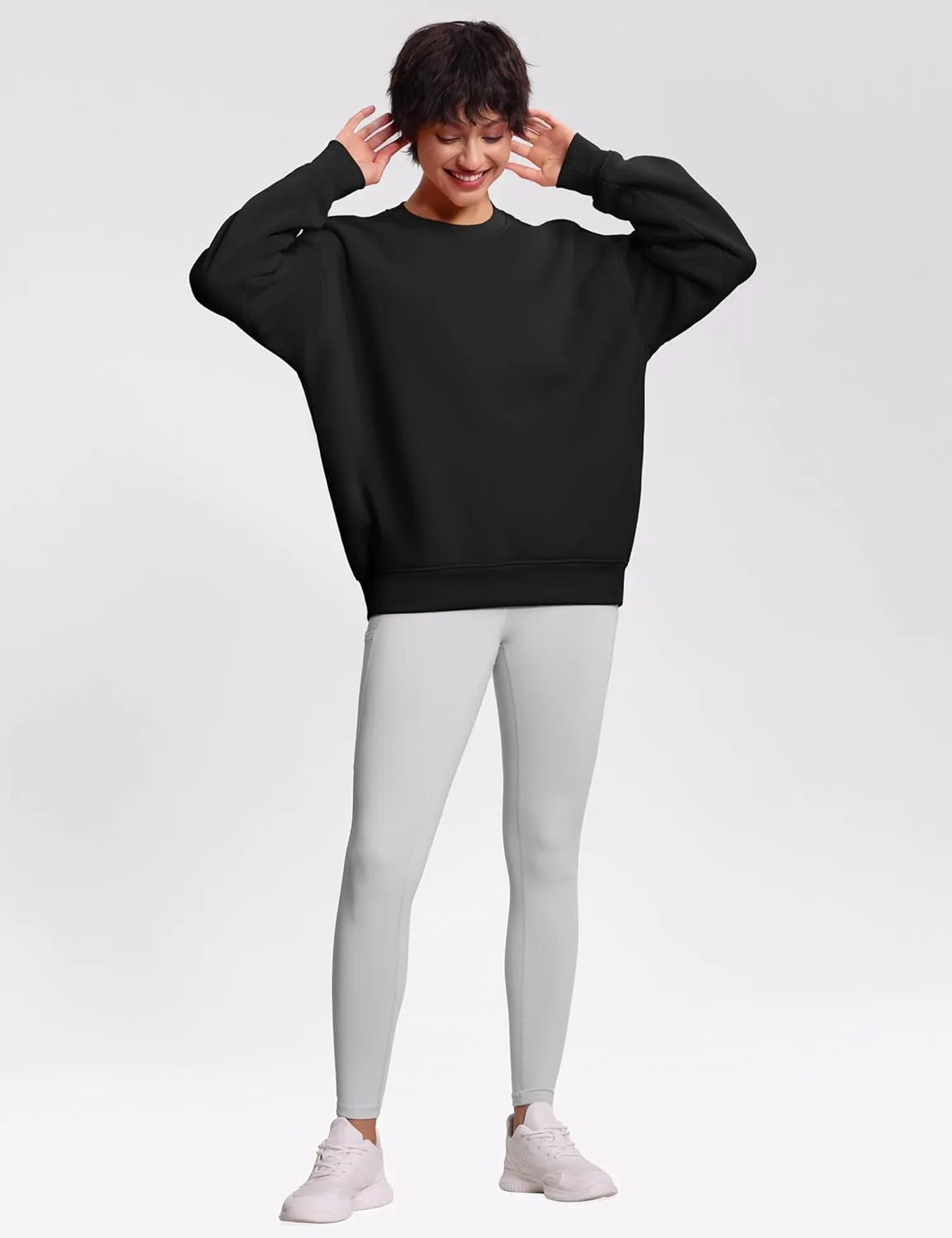 THE GYM PEOPLE Women's Soft Oversized Sweatshirt Crewneck Loose fit Lightweight Pullover Tops