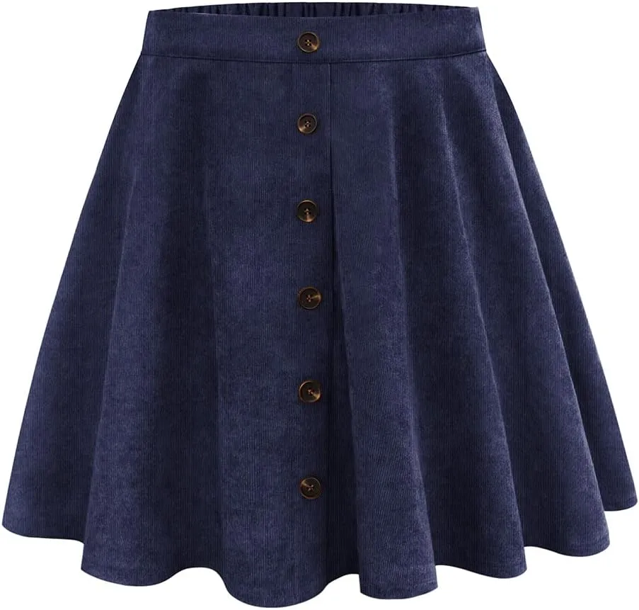 TIYOMI Women Plus Size Mini Skirts Stretchy Hidden Zipper Swing A Line Corduroy Leather Skater Skirt XL-5XL