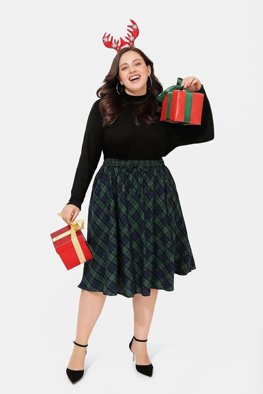 TIYOMI Women Plus Size Mini Skirts Stretchy Hidden Zipper Swing A Line Corduroy Leather Skater Skirt XL-5XL