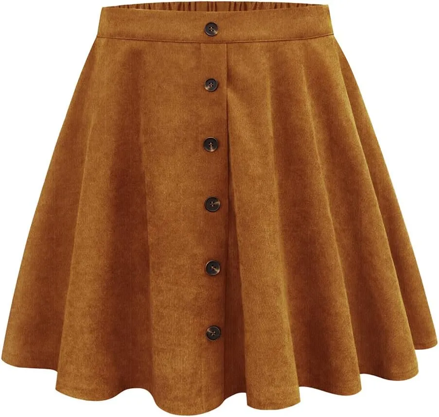 TIYOMI Women Plus Size Mini Skirts Stretchy Hidden Zipper Swing A Line Corduroy Leather Skater Skirt XL-5XL