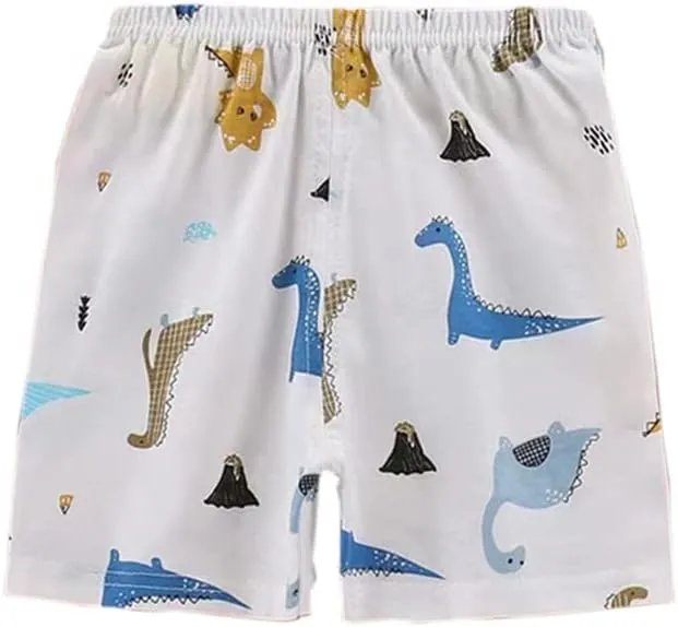 Toddler Baby Boy Shorts 3-Pack Cotton Elastic Waist Breathable Dinosaur Clothes Sizes 9M-5T Kids Comfortable Playwear