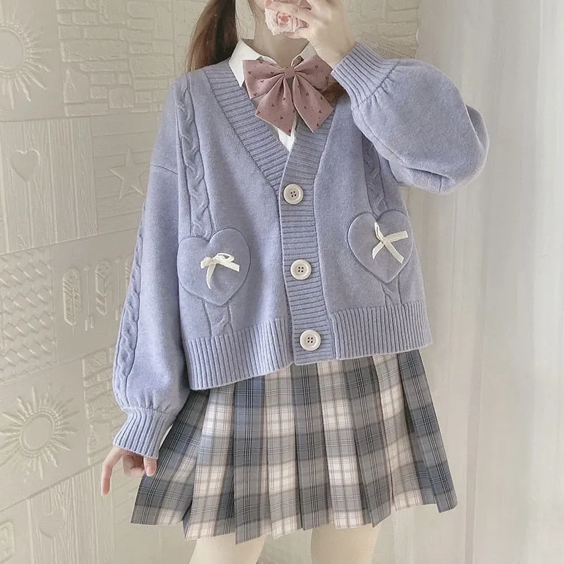 Too Kawaii Heart Bow Cardigan