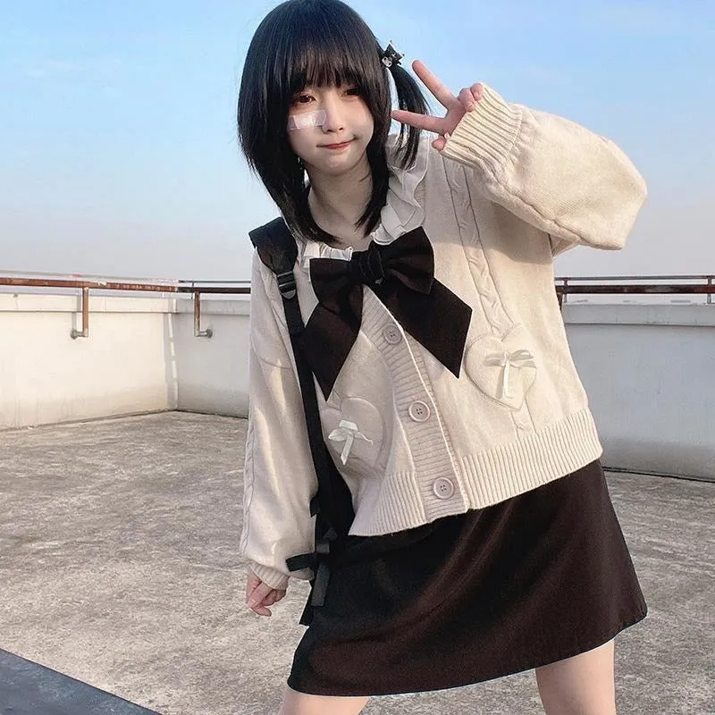Too Kawaii Heart Bow Cardigan