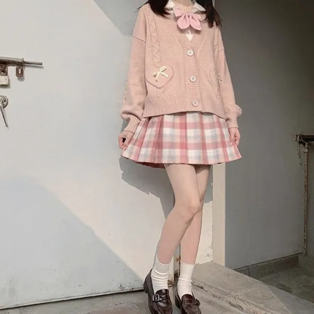 Too Kawaii Heart Bow Cardigan