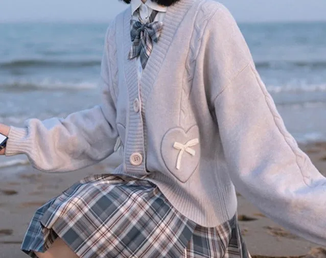 Too Kawaii Heart Bow Cardigan