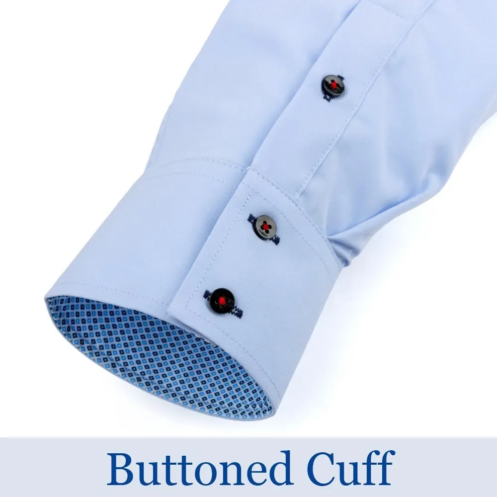 TopTie Men Button Down Shirt Long Sleeve Color-Blocked Wrinkle-Resistant Slim Fit Business Casual Dress