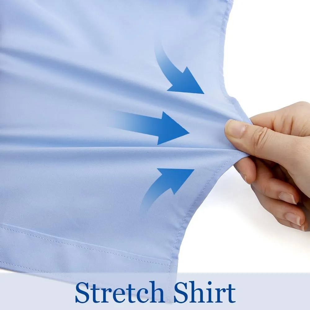TopTie Men Button Down Shirt Long Sleeve Color-Blocked Wrinkle-Resistant Slim Fit Business Casual Dress