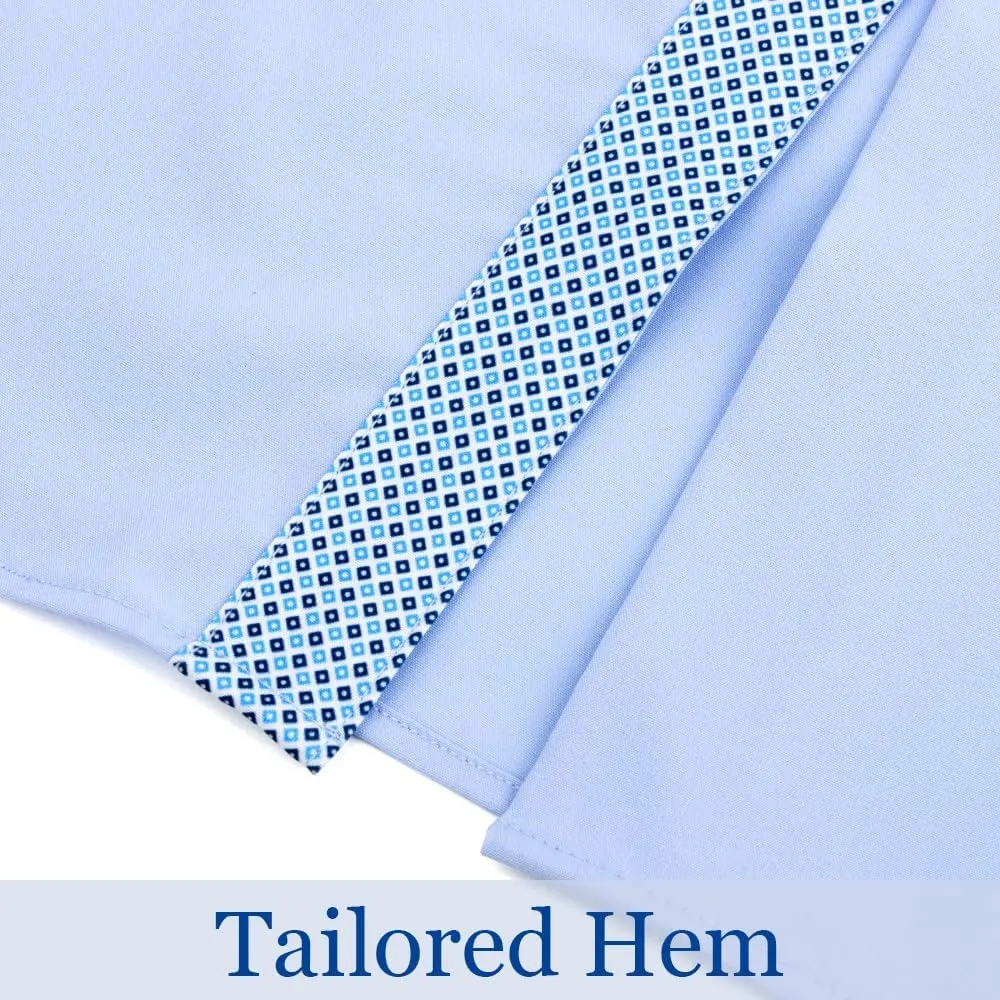 TopTie Men Button Down Shirt Long Sleeve Color-Blocked Wrinkle-Resistant Slim Fit Business Casual Dress