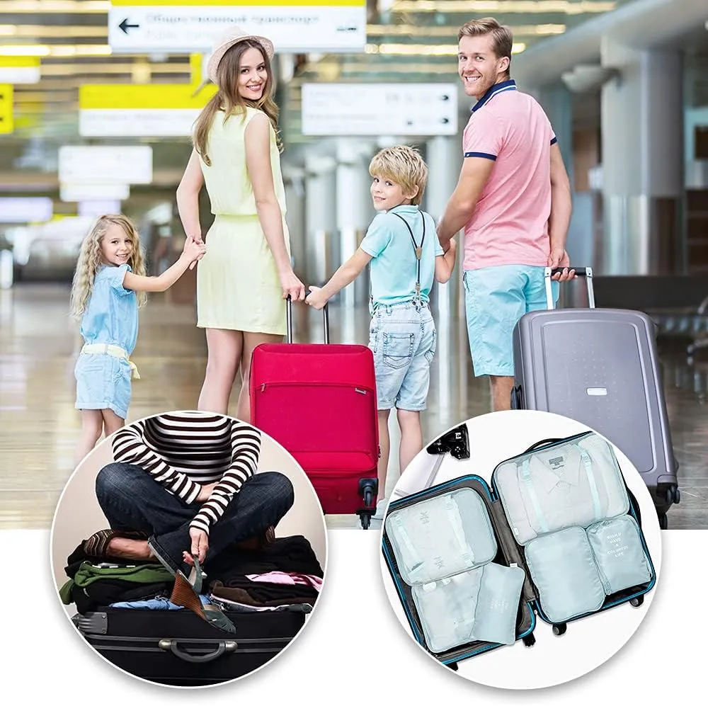 Travel Packing Cubes, VAGREEZ Lightweight Luggage Organizers Bags Set for Carry on Suitcase(6 Pcs Light Blue)