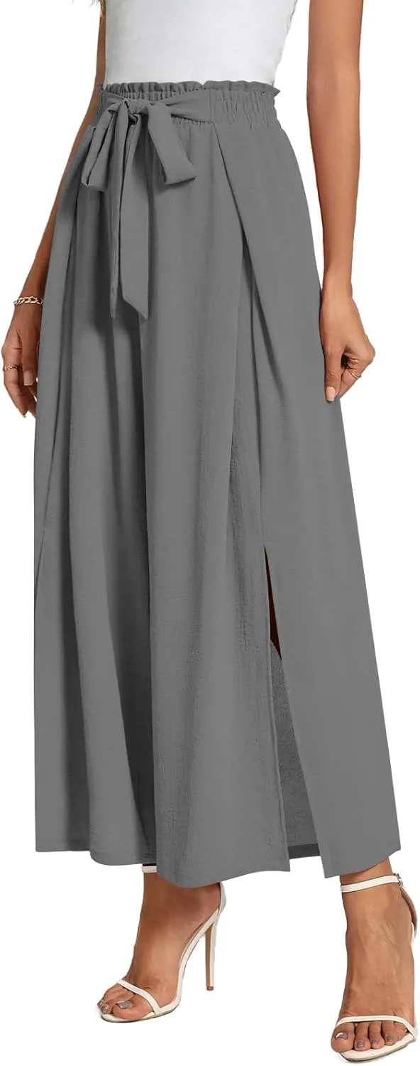 Trendy Casual Flowy high Waisted Women Pants, Comfortable Wide Leg Ladies Slacks, Classy Formal Business Work Trousers