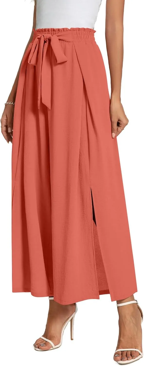 Trendy Casual Flowy high Waisted Women Pants, Comfortable Wide Leg Ladies Slacks, Classy Formal Business Work Trousers