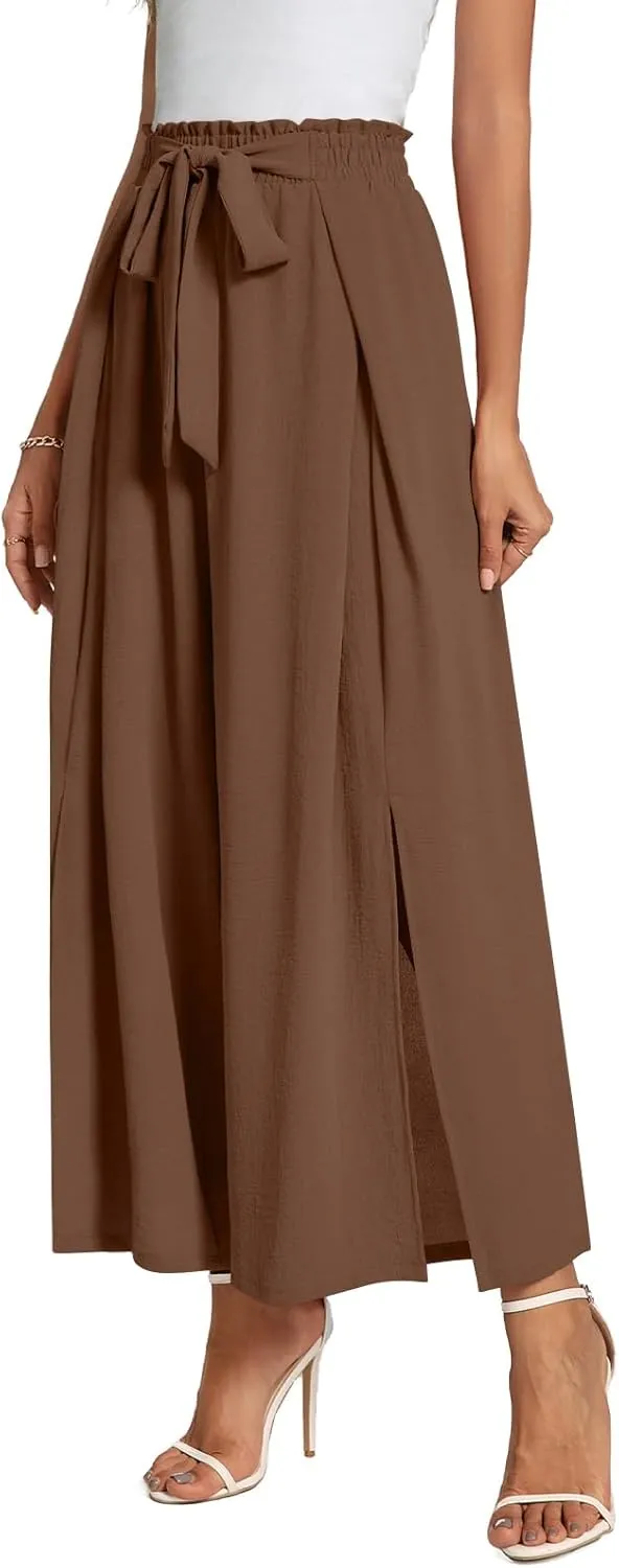 Trendy Casual Flowy high Waisted Women Pants, Comfortable Wide Leg Ladies Slacks, Classy Formal Business Work Trousers