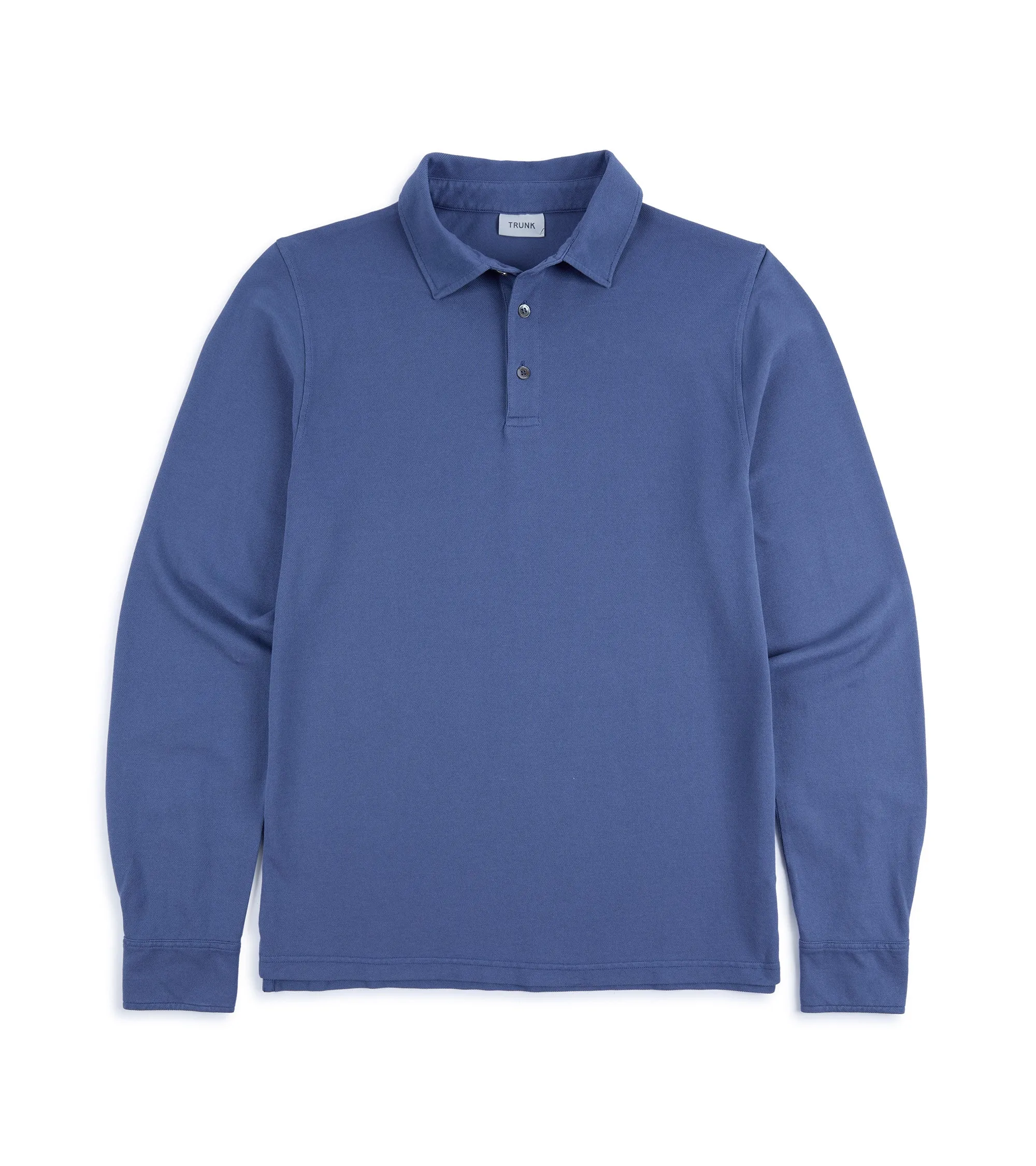 Trunk Moxon Long Sleeve Polo Shirt: Mid Blue