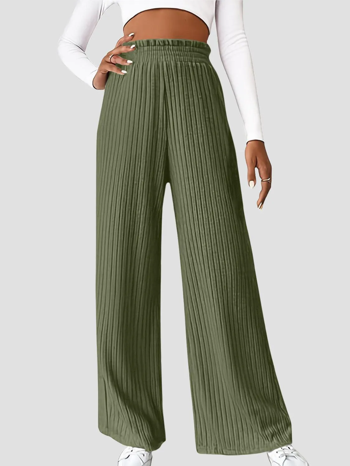 Ultimate Go To Ribbed High Waist Wide Leg Pants