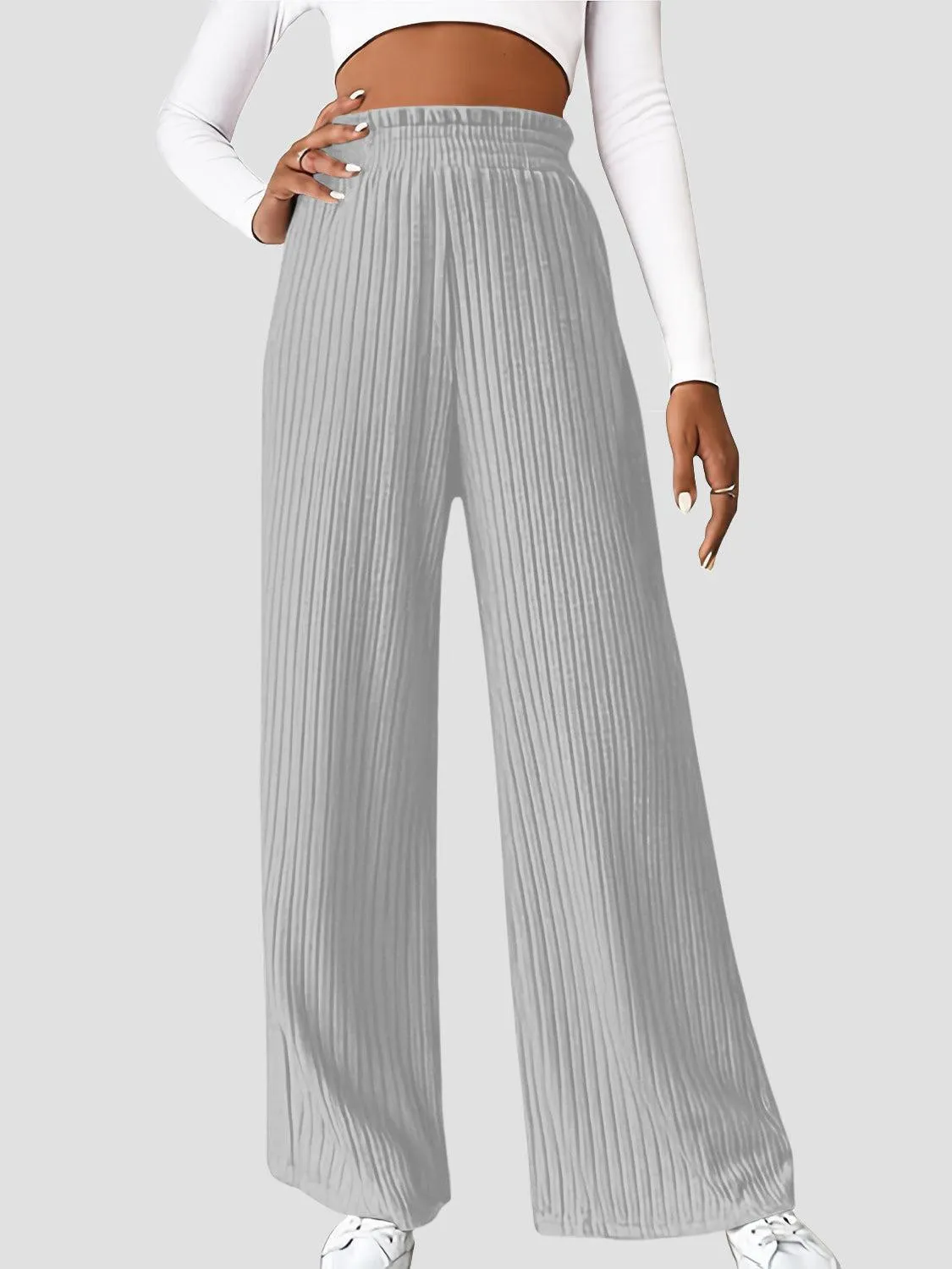 Ultimate Go To Ribbed High Waist Wide Leg Pants