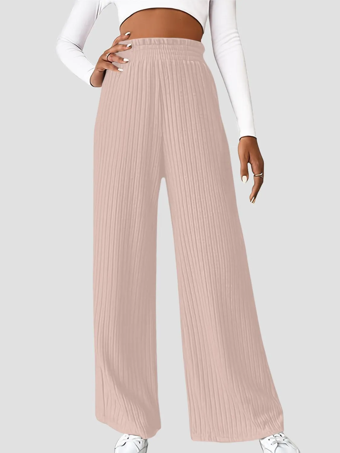 Ultimate Go To Ribbed High Waist Wide Leg Pants