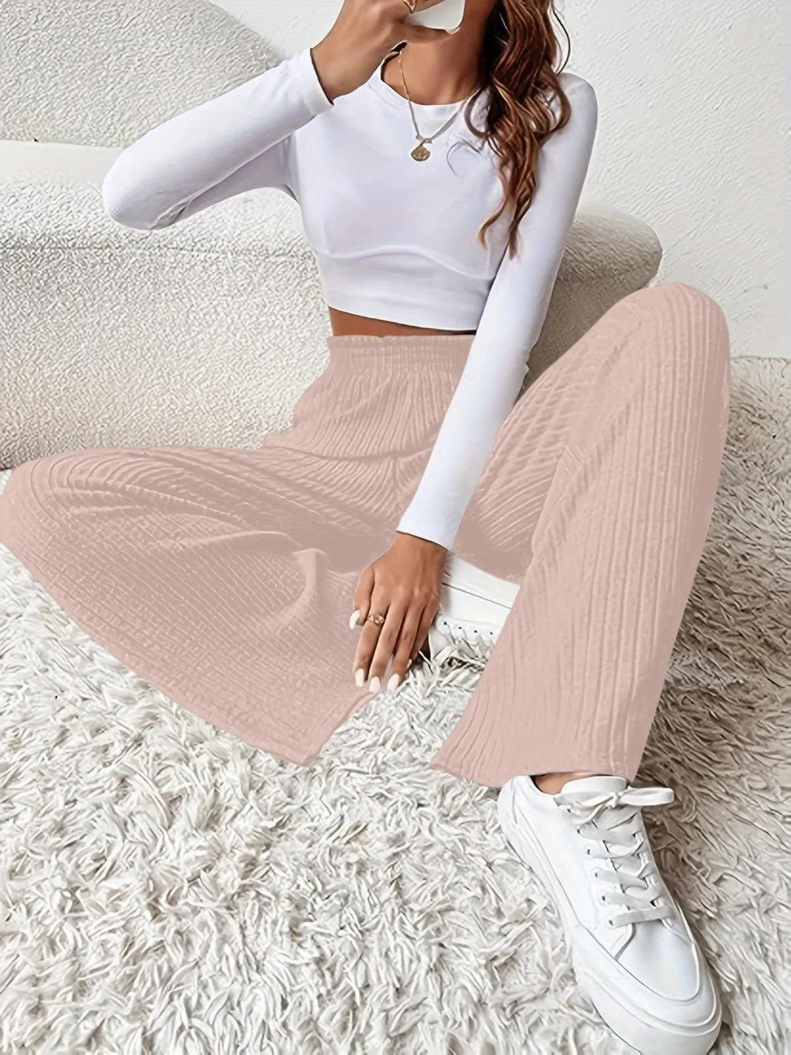 Ultimate Go To Ribbed High Waist Wide Leg Pants