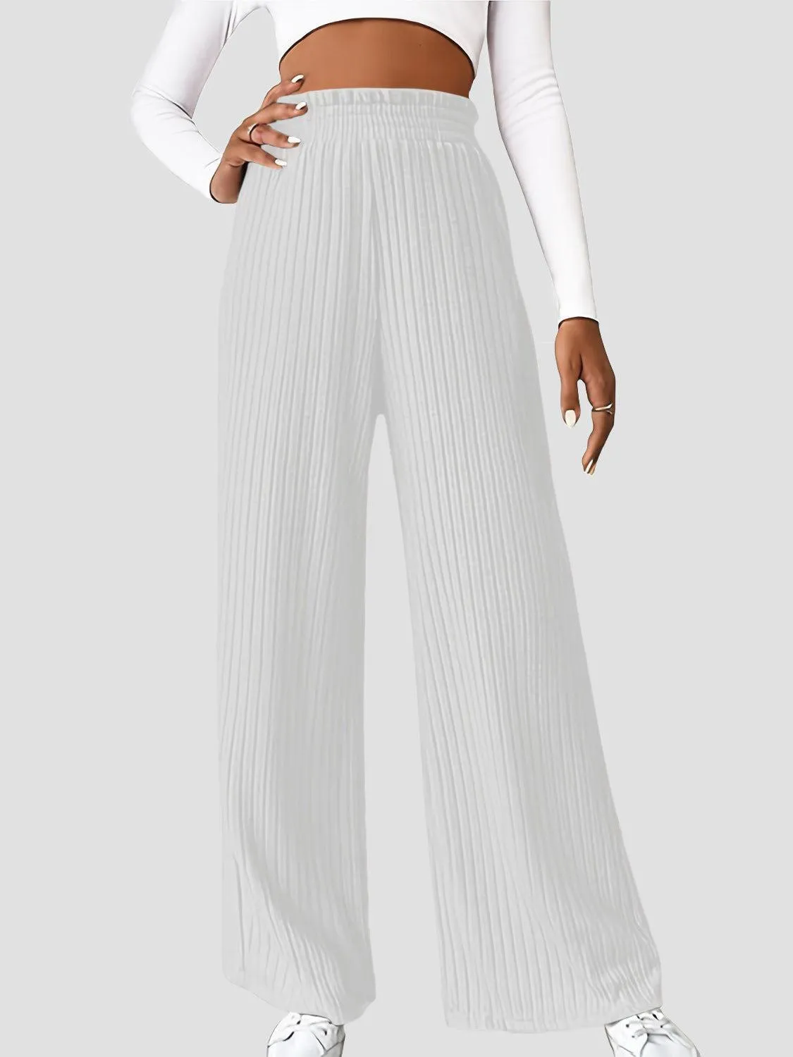 Ultimate Go To Ribbed High Waist Wide Leg Pants