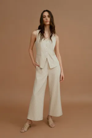 Una Striped V-Neck Tailored Vest