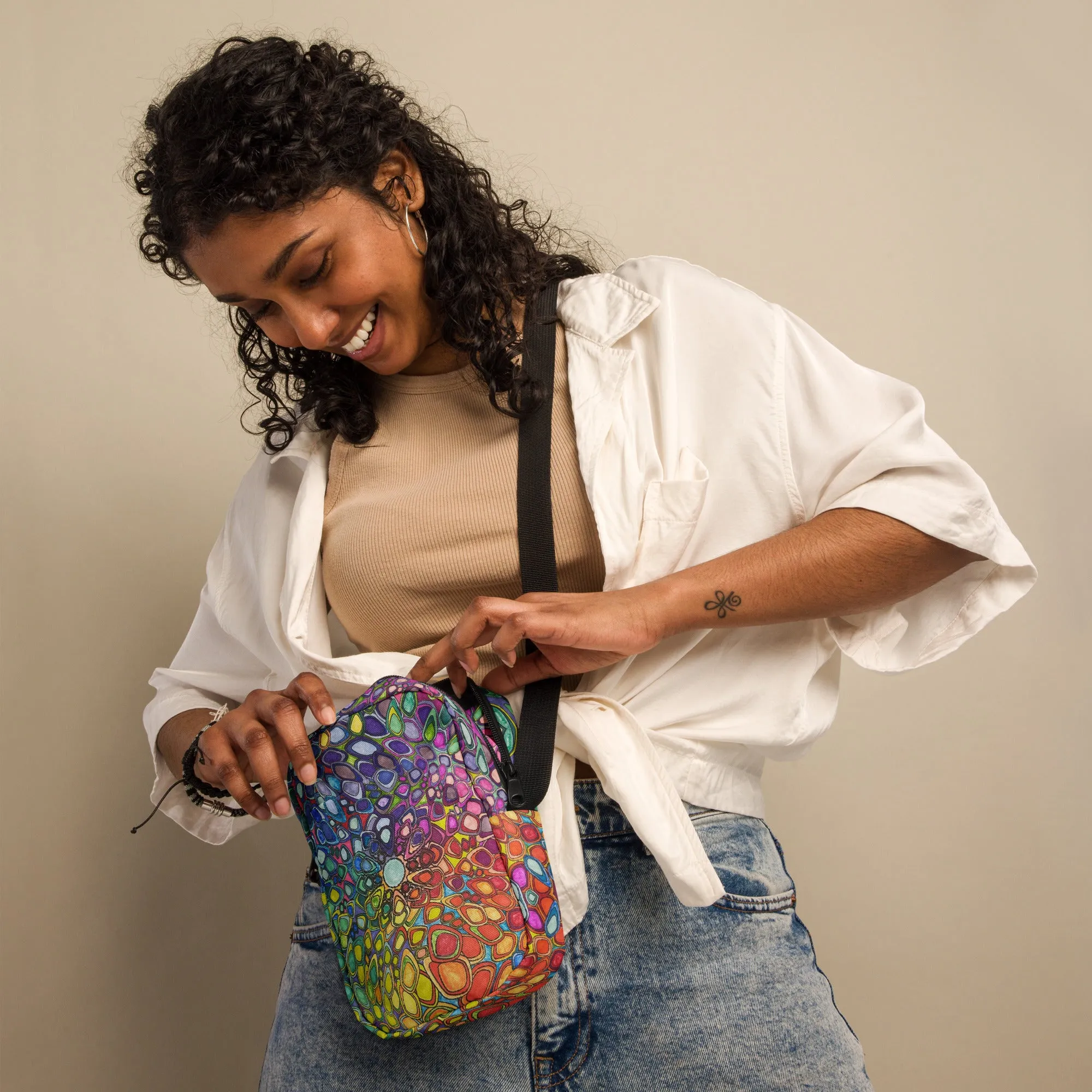 Unikitty Utility crossbody bag- White Rainbow Kaliedoscope