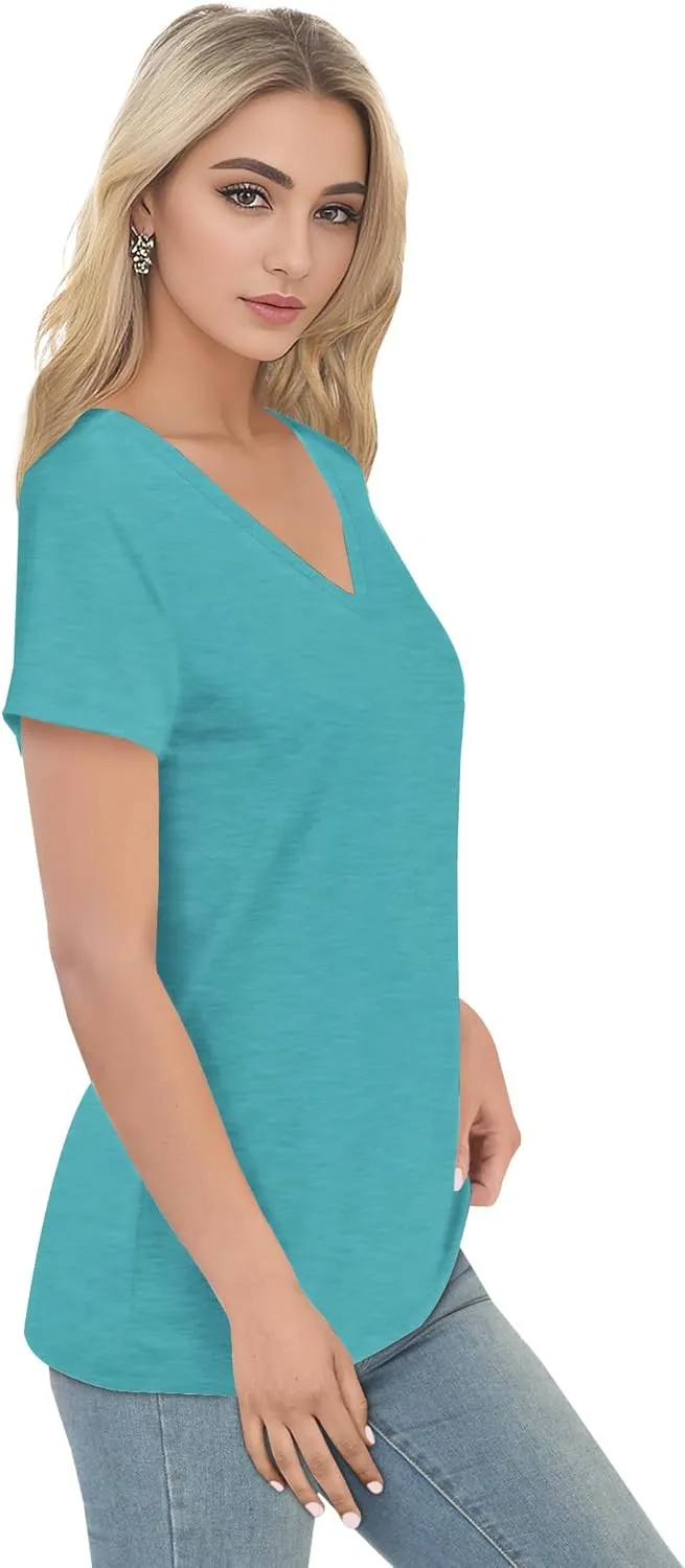 V Neck T Shirts for Women - Summer Fashion Trendy Outfits Clothes - Lightweight Soft Casual Women T Shirt