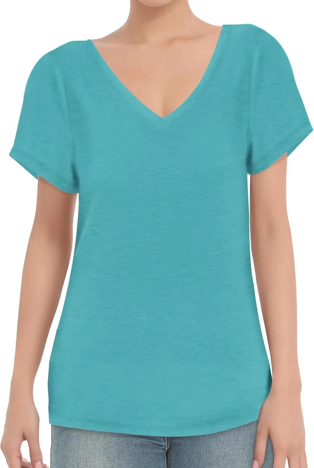V Neck T Shirts for Women - Summer Fashion Trendy Outfits Clothes - Lightweight Soft Casual Women T Shirt