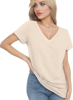 V Neck T Shirts for Women - Summer Fashion Trendy Outfits Clothes - Lightweight Soft Casual Women T Shirt