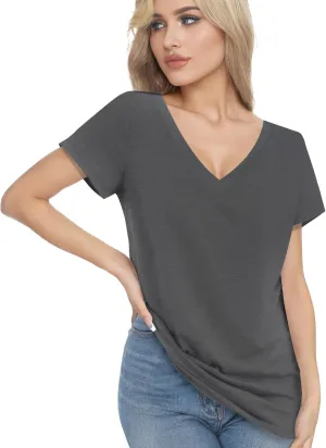V Neck T Shirts for Women - Summer Fashion Trendy Outfits Clothes - Lightweight Soft Casual Women T Shirt