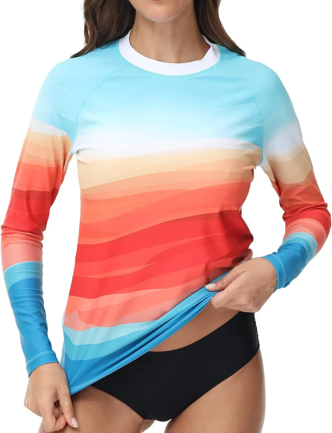 VAYAGER Womens Rash Guard UV Protection Long Sleeve Swim Shirts Quick Dry UPF 50  Water Beach Surfing Swimming Tops