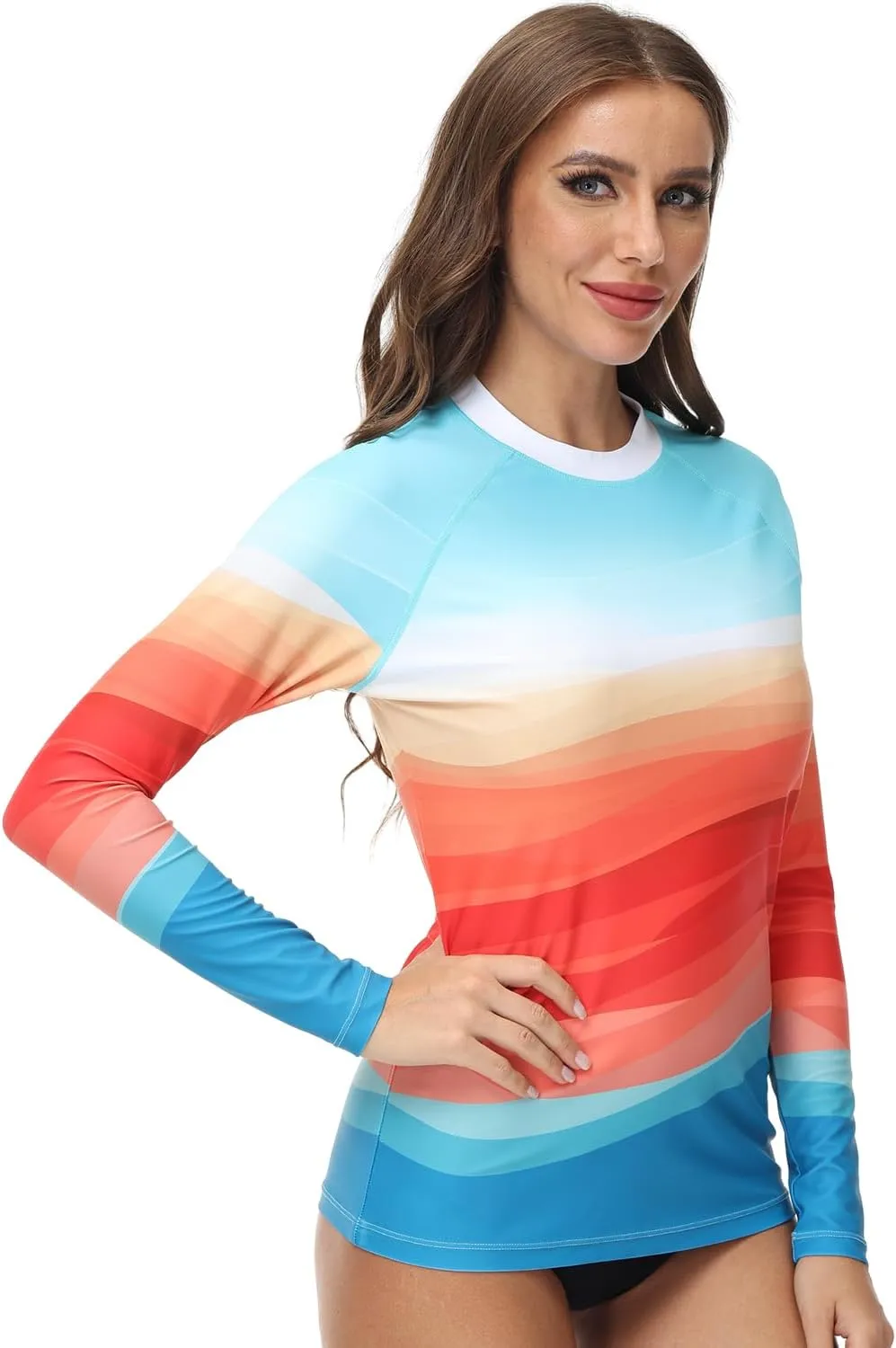 VAYAGER Womens Rash Guard UV Protection Long Sleeve Swim Shirts Quick Dry UPF 50  Water Beach Surfing Swimming Tops