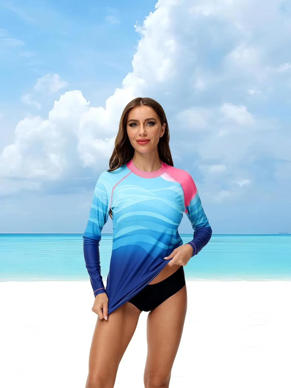 VAYAGER Womens Rash Guard UV Protection Long Sleeve Swim Shirts Quick Dry UPF 50  Water Beach Surfing Swimming Tops