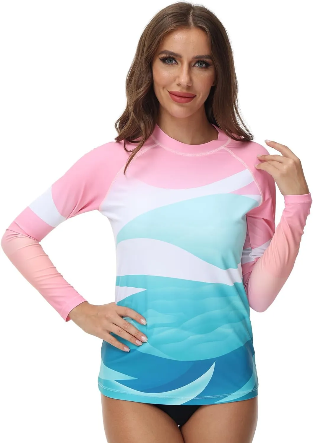 VAYAGER Womens Rash Guard UV Protection Long Sleeve Swim Shirts Quick Dry UPF 50  Water Beach Surfing Swimming Tops